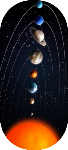 Janam Kundali concept illustration showing planets aligned in space representing birth chart astrology visualization | Free calculators page