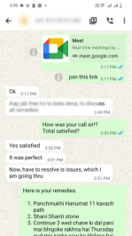WhatsApp chat with happy astrology customer