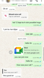 Happy client testimonial on WhatsApp