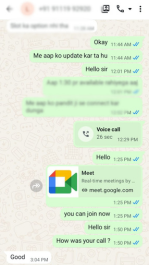 Customer positive feedback shared on WhatsApp chat
