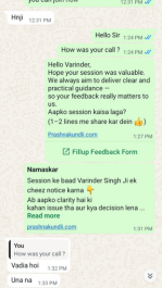 Positive astrologer customer testimonial on Whatsapp Chat