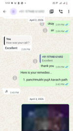 Happy customer review for astrology consultation with prashna kundli on whtsapp chat