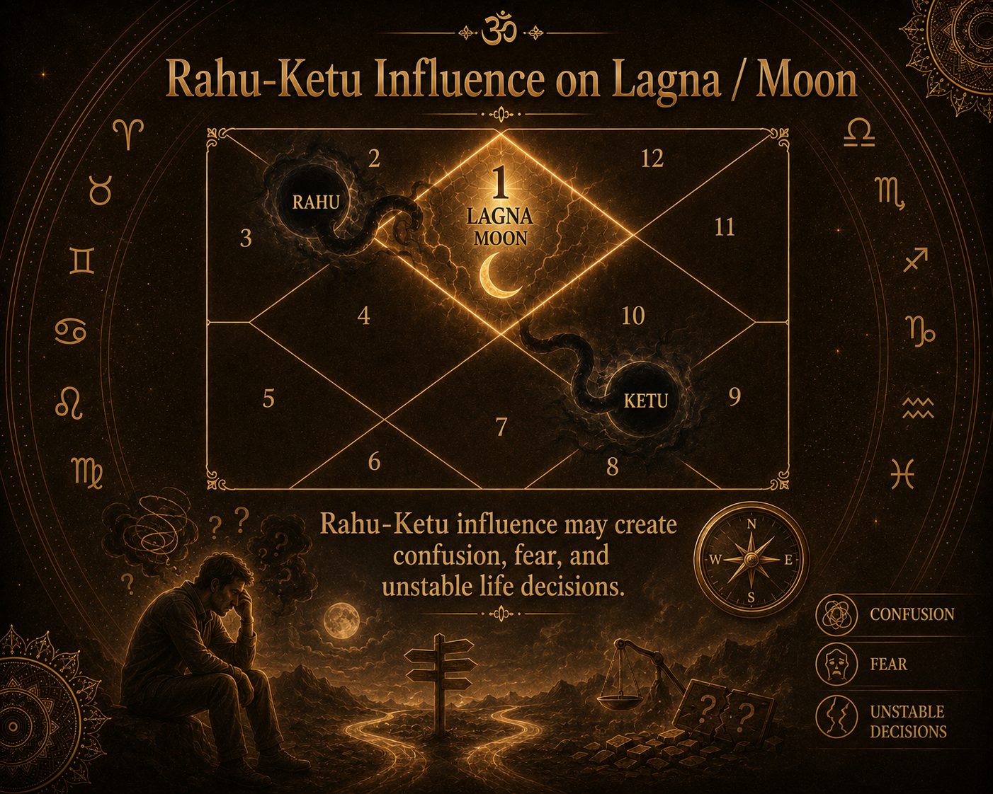 Rahu Ketu Influence on Lagna / Moon